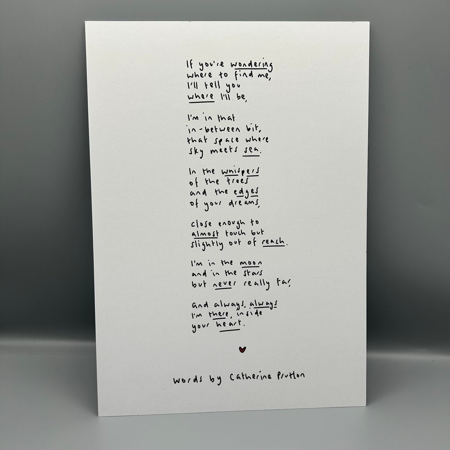 If You're Wondering Where To Find Me – Handwritten Sympathy Poem Print for Comfort