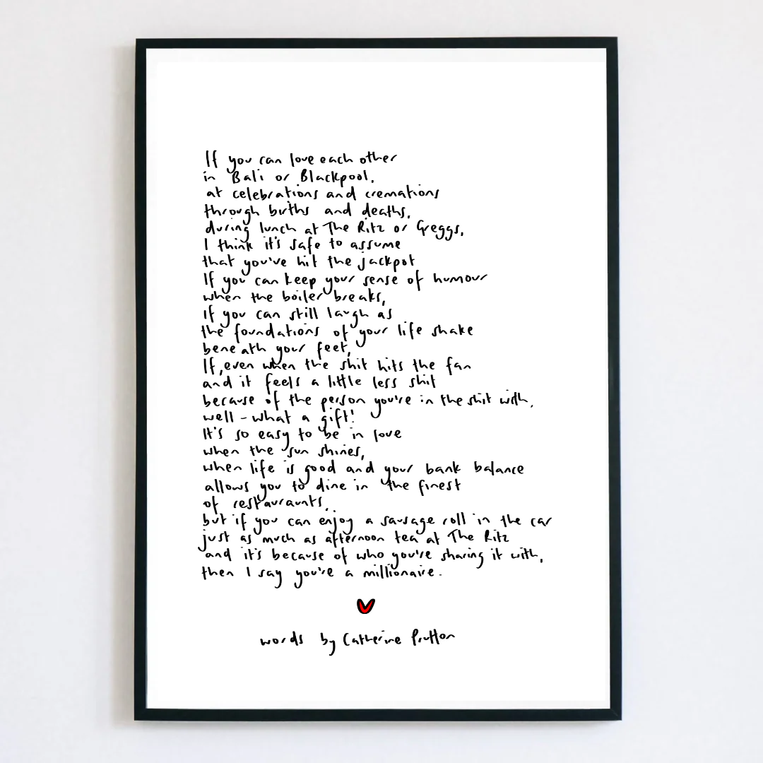 If You Can Love Each Other In Bali or Blackpool Handwritten Poem Art Print
