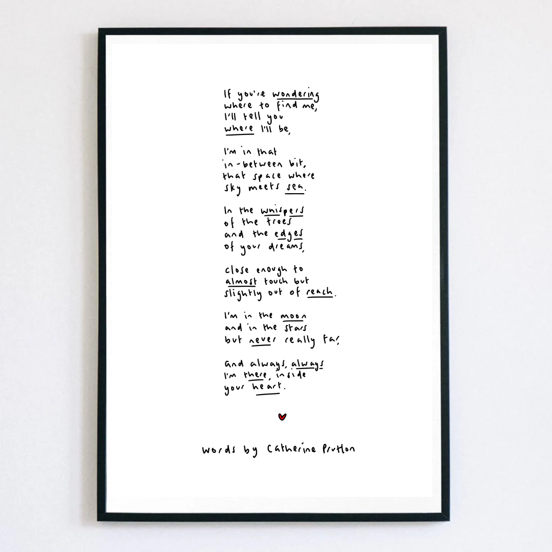 If You're Wondering Where To Find Me – Handwritten Sympathy Poem Print for Comfort
