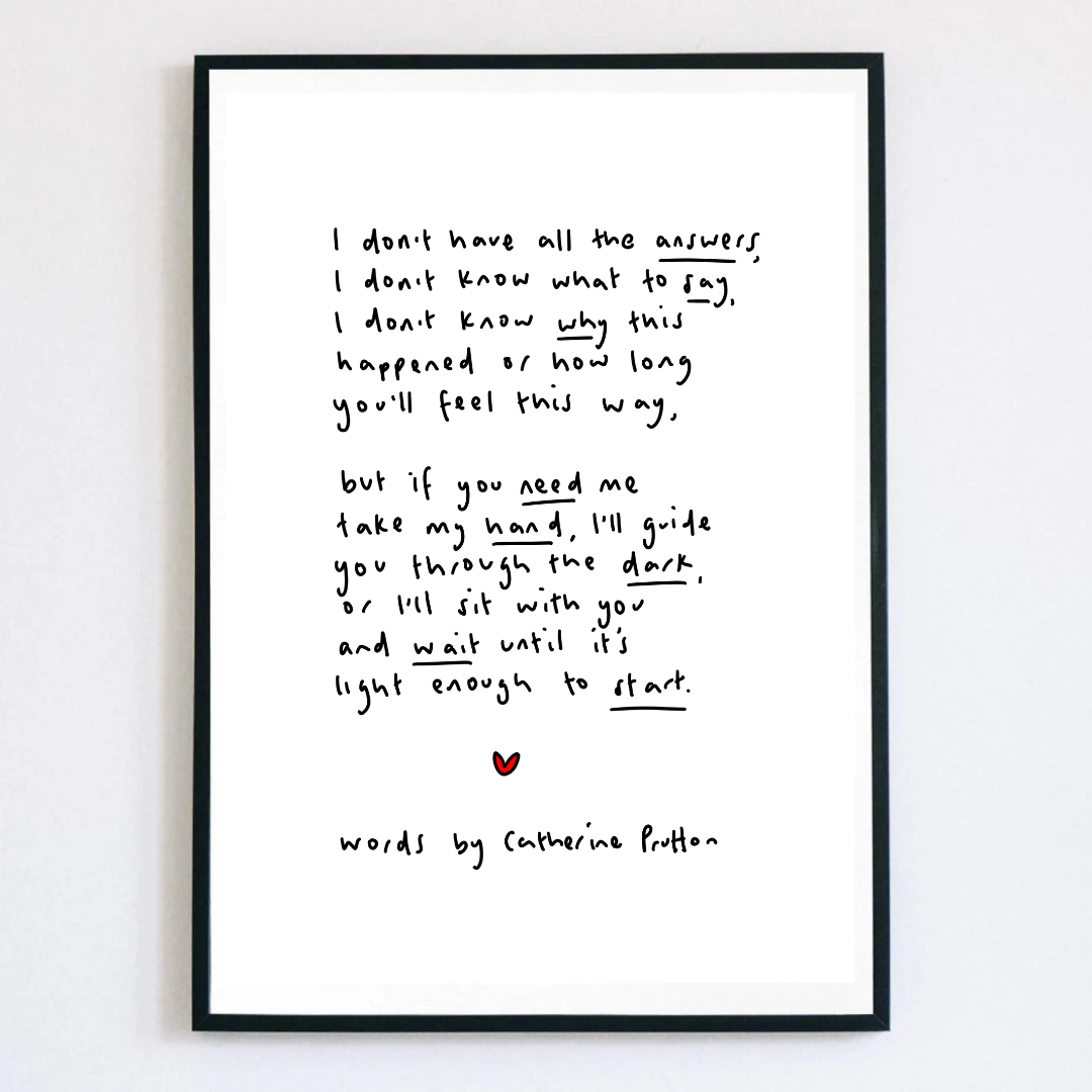 I Don’t Have All the Answers – Handwritten Poem Print on Support & Presence