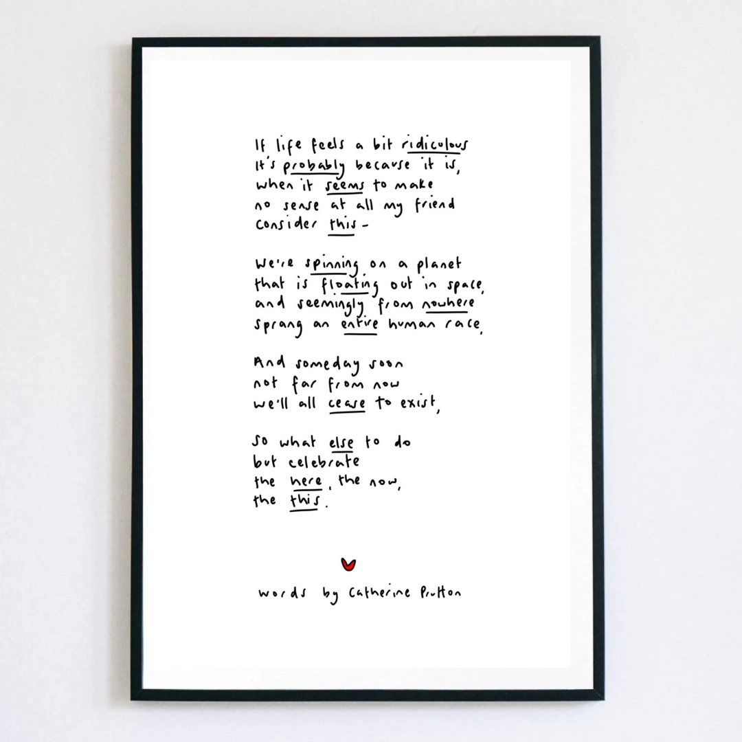 Ridiculous Life – Handwritten Poem Print Embracing Life's Absurdities