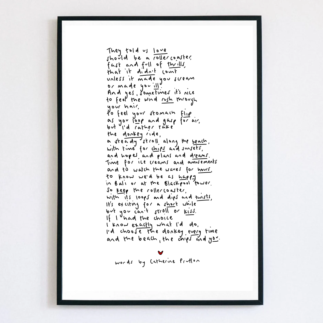 Rollercoaster – Handwritten Poem Print on Gentle, Lasting Love