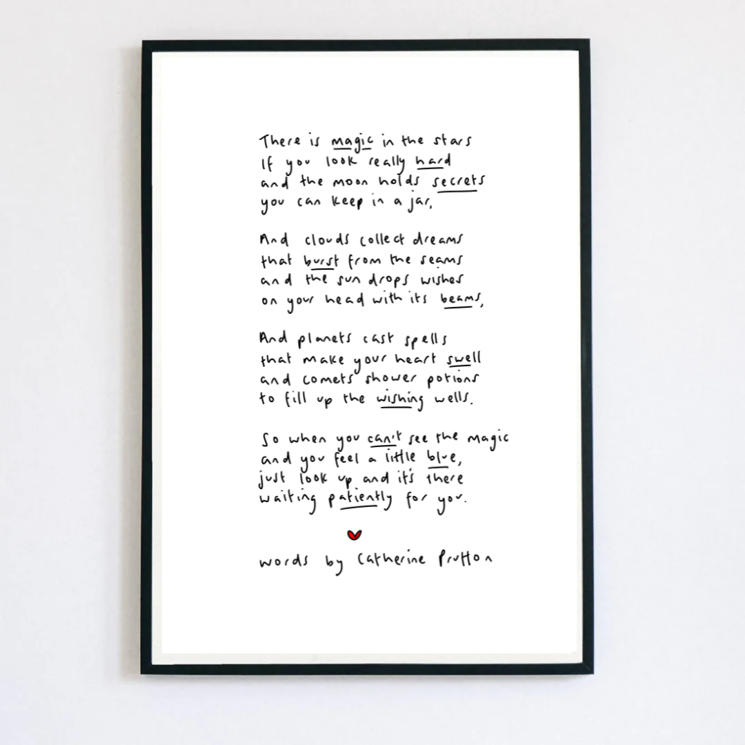 Magic in the Stars – Handwritten Poem Print Celebrating Wonder and Magic