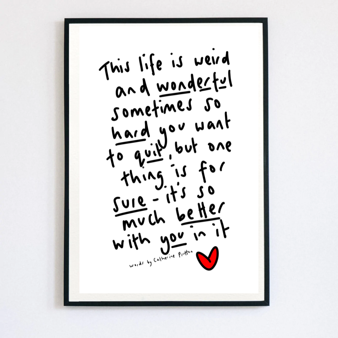 Large Letter Poem Print 'This Life Is Weird And Wonderful'