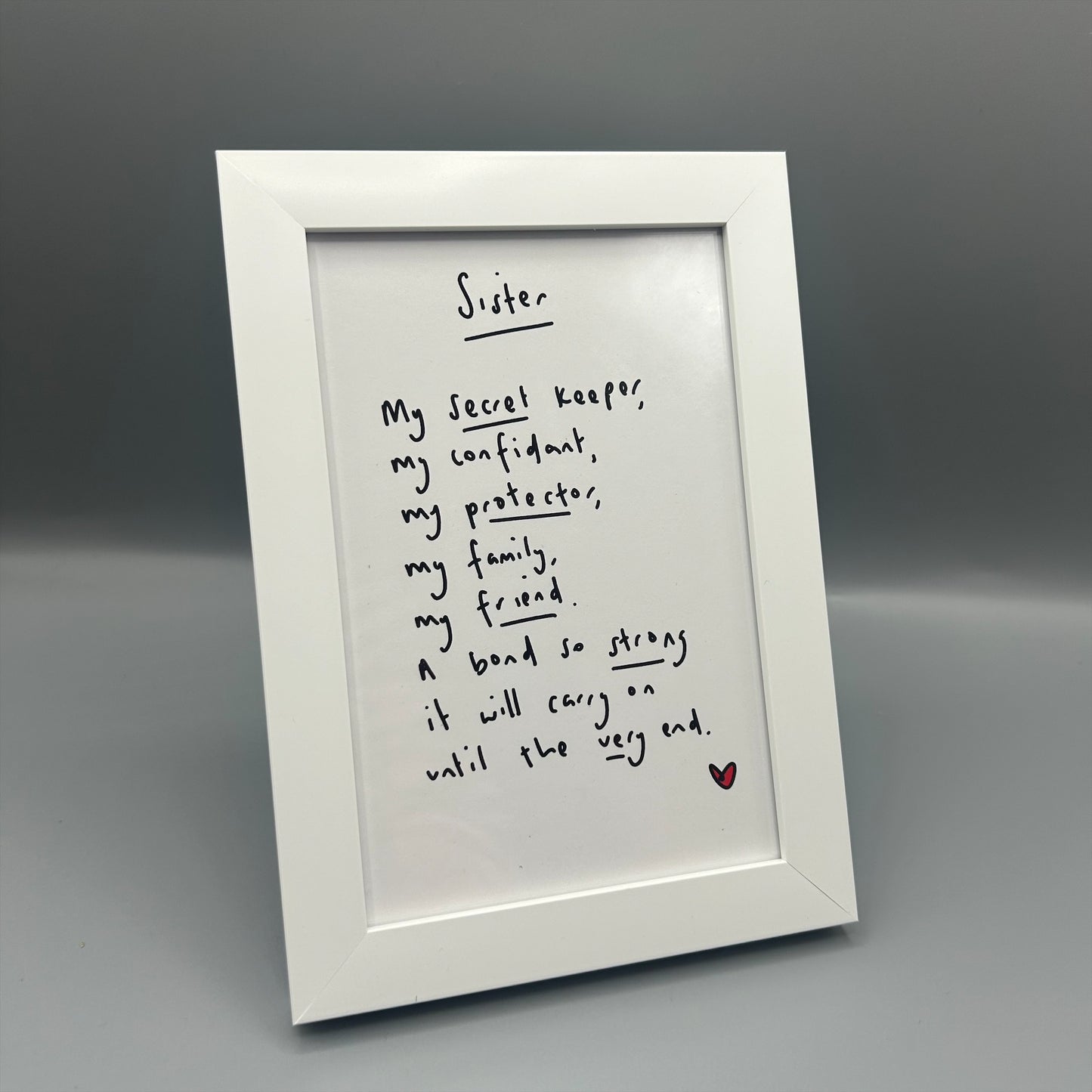 Framed Sister Poem – A6 Mini Print Gift for Sister