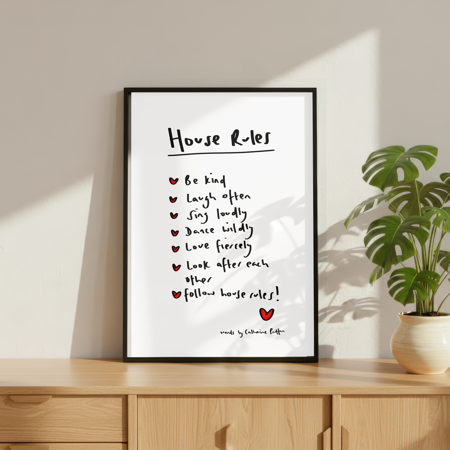 House Rules! Handwritten Poem Art Print