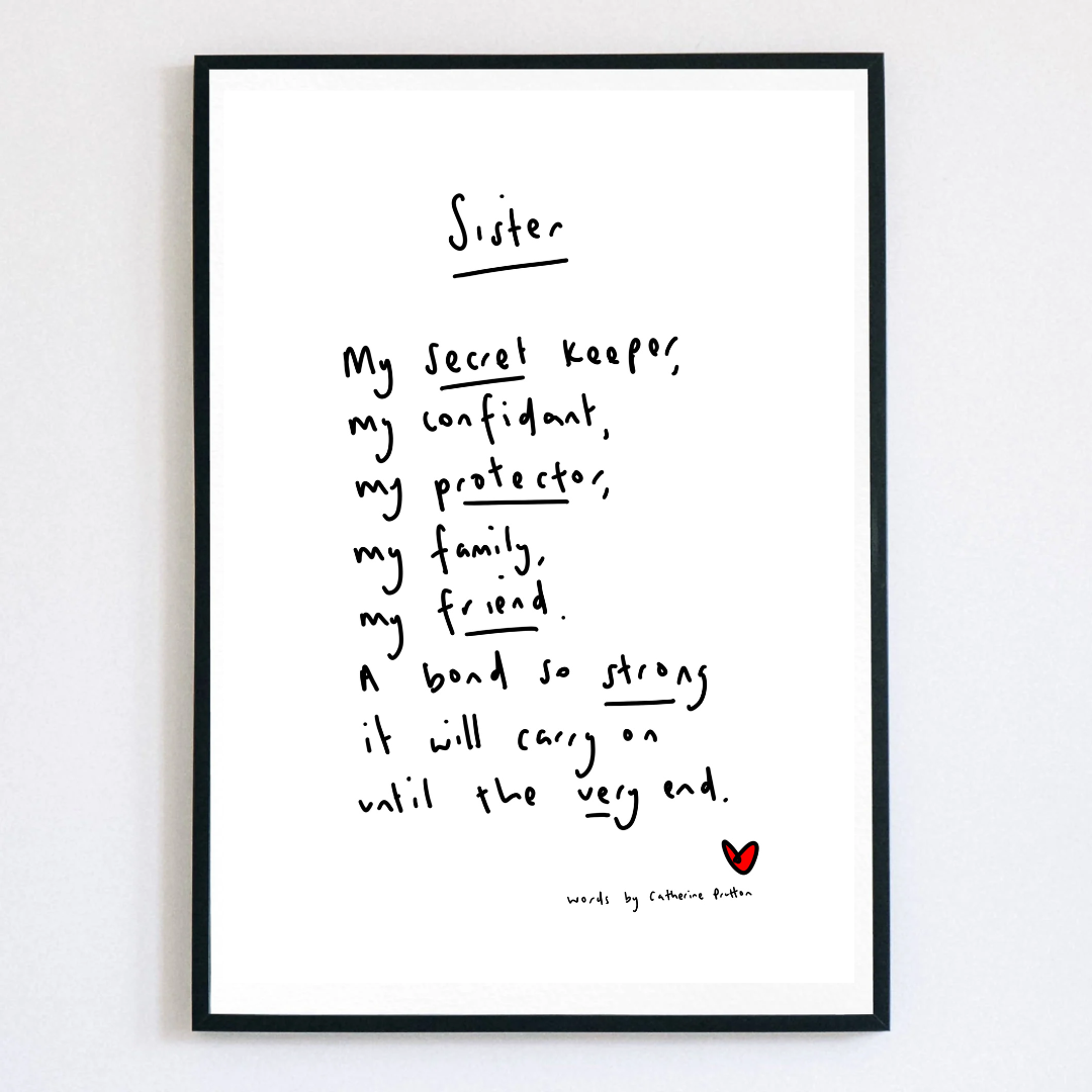 Sister Poem Print – A Handwritten Gift for Sisters by Catherine Prutton