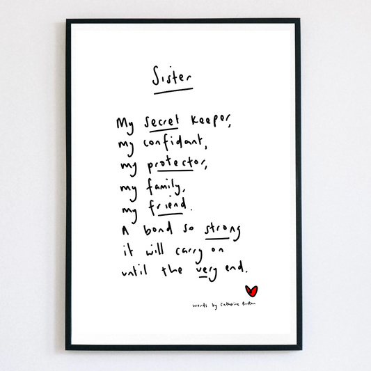 Sister Poem – Handwritten Print Celebrating Sisterhood & Bond