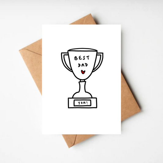 Best Dad Trophy Card – Illustrated Father’s Day or Birthday Card by Catherine Prutton