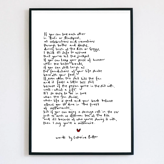 If You Can Love Each Other In Bali or Blackpool Handwritten Poem Art Print