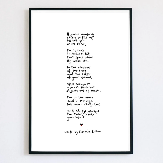 If You're Wondering Where To Find Me Poem Print