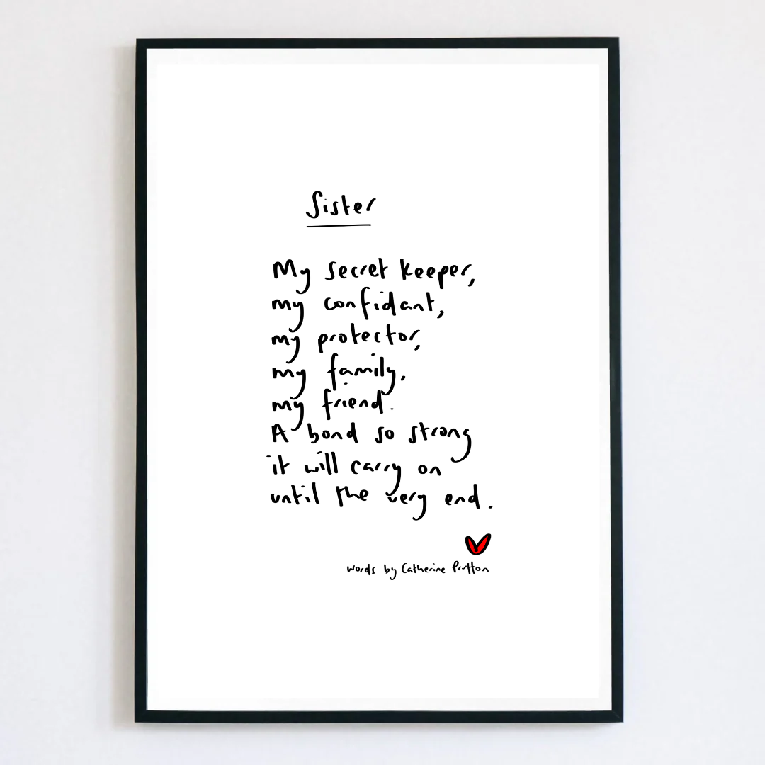 Sister Poem – Handwritten Print Celebrating Sisterhood