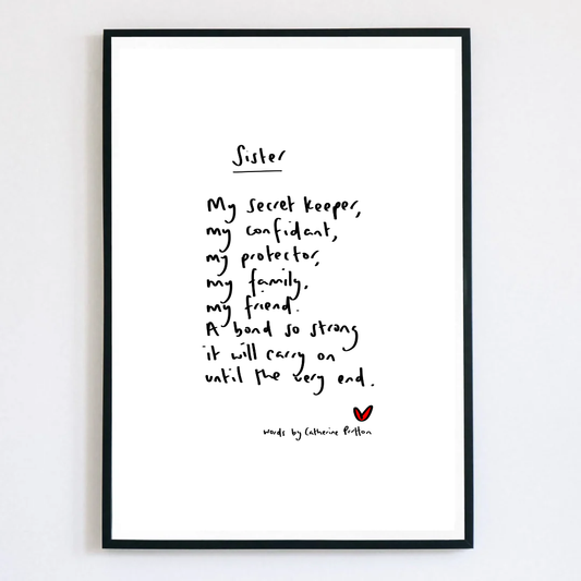 Sister Poem – Handwritten Print Celebrating Sisterhood