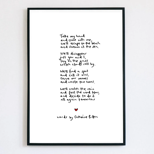 Take My Hand Poem Print