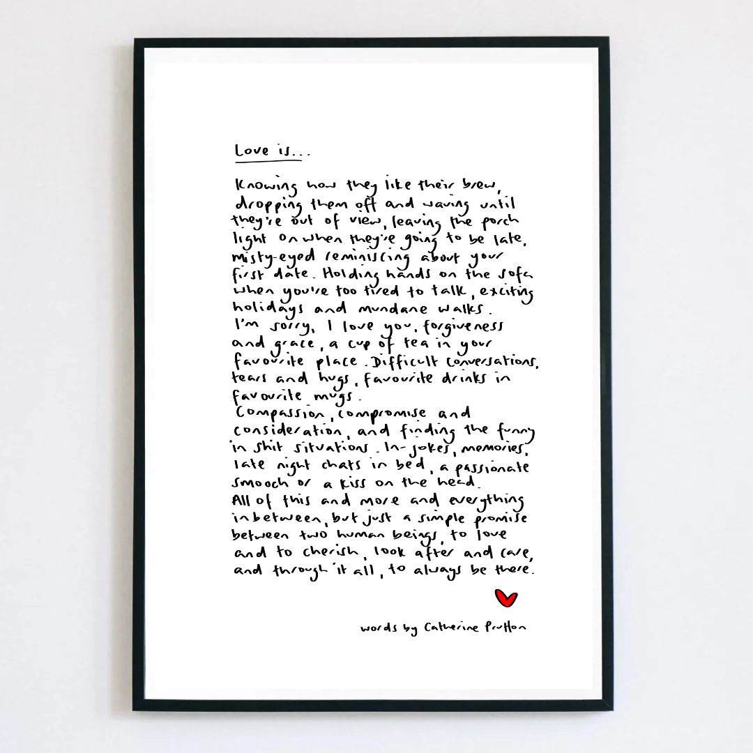 Love Is....Handwritten Poem Art Print