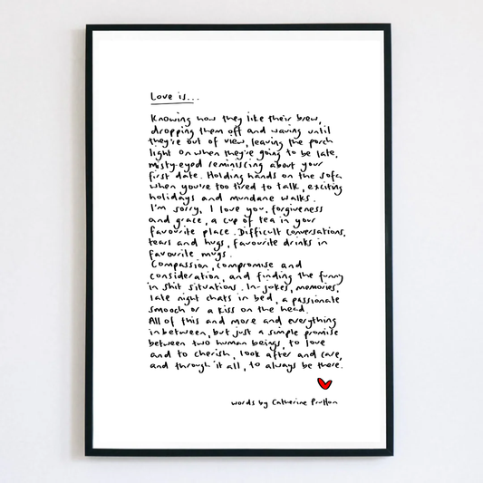 Love Is....Handwritten Poem Art Print