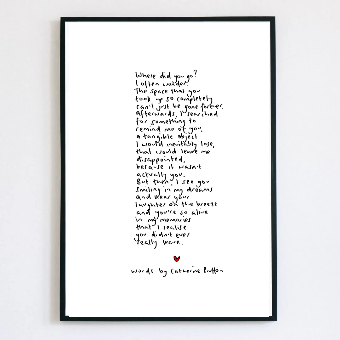 Where Did You Go? Poem Print
