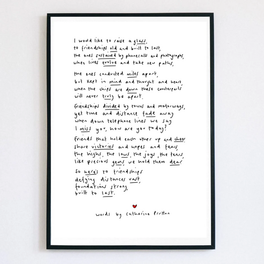 Long Distance Friendship – Handwritten Poem Print Celebrating Enduring Bonds