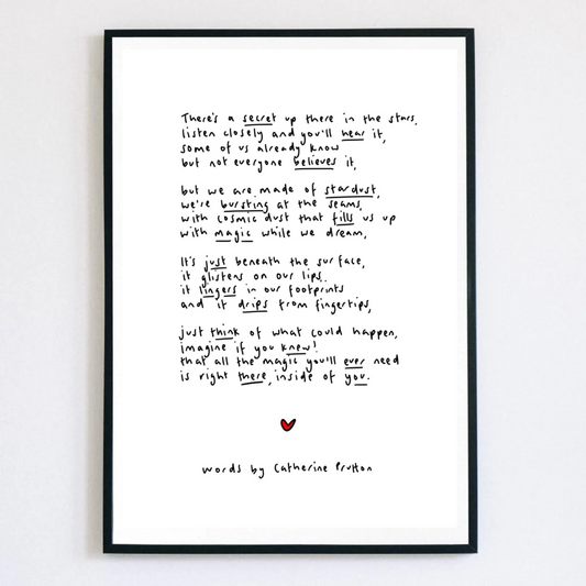 Stardust – Handwritten Poem Print Celebrating Wonder and Magic.