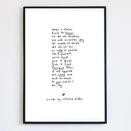 When a Flower Fails to Bloom – Handwritten Poem Print on Growth & Grace