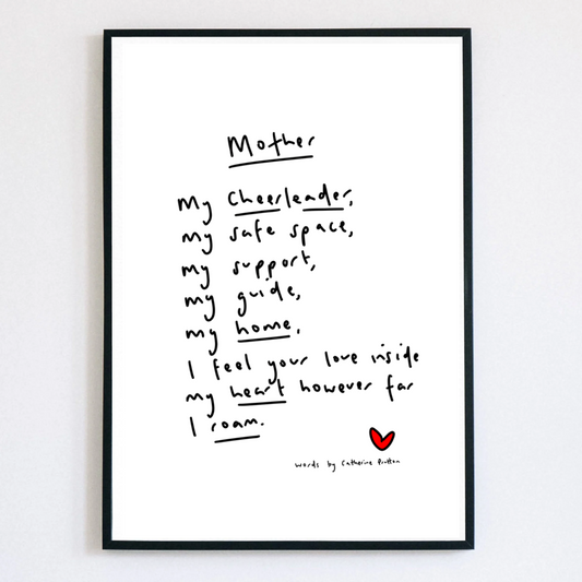 Mother Poem Print – A Handwritten Gift for Mum by Catherine Prutton
