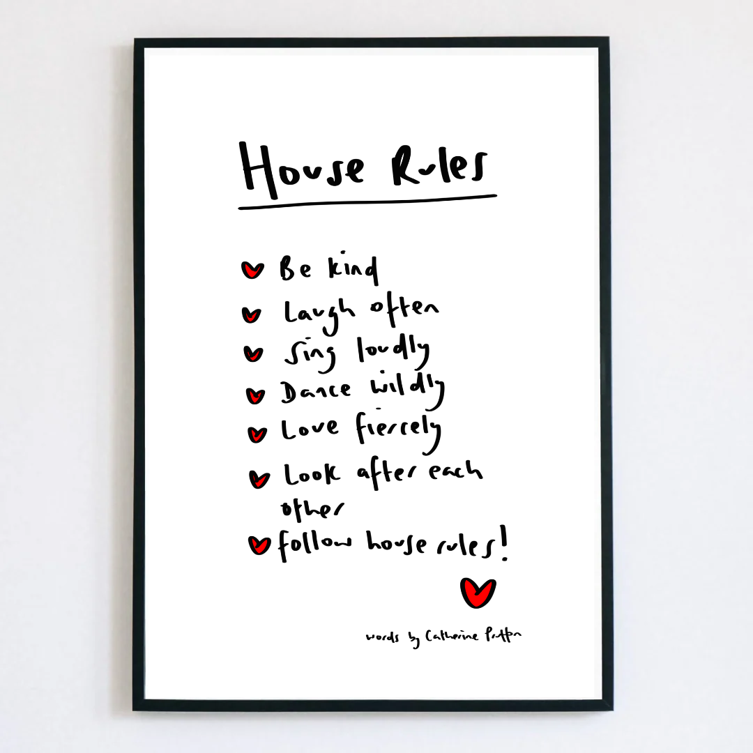 House Rules! Handwritten Poem Art Print