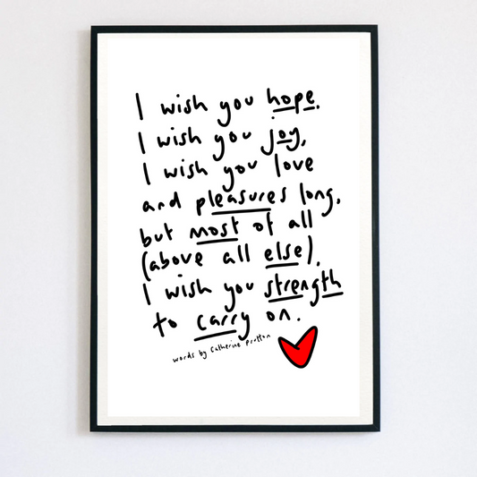 Large Letter Poem Print I Wish You Hope