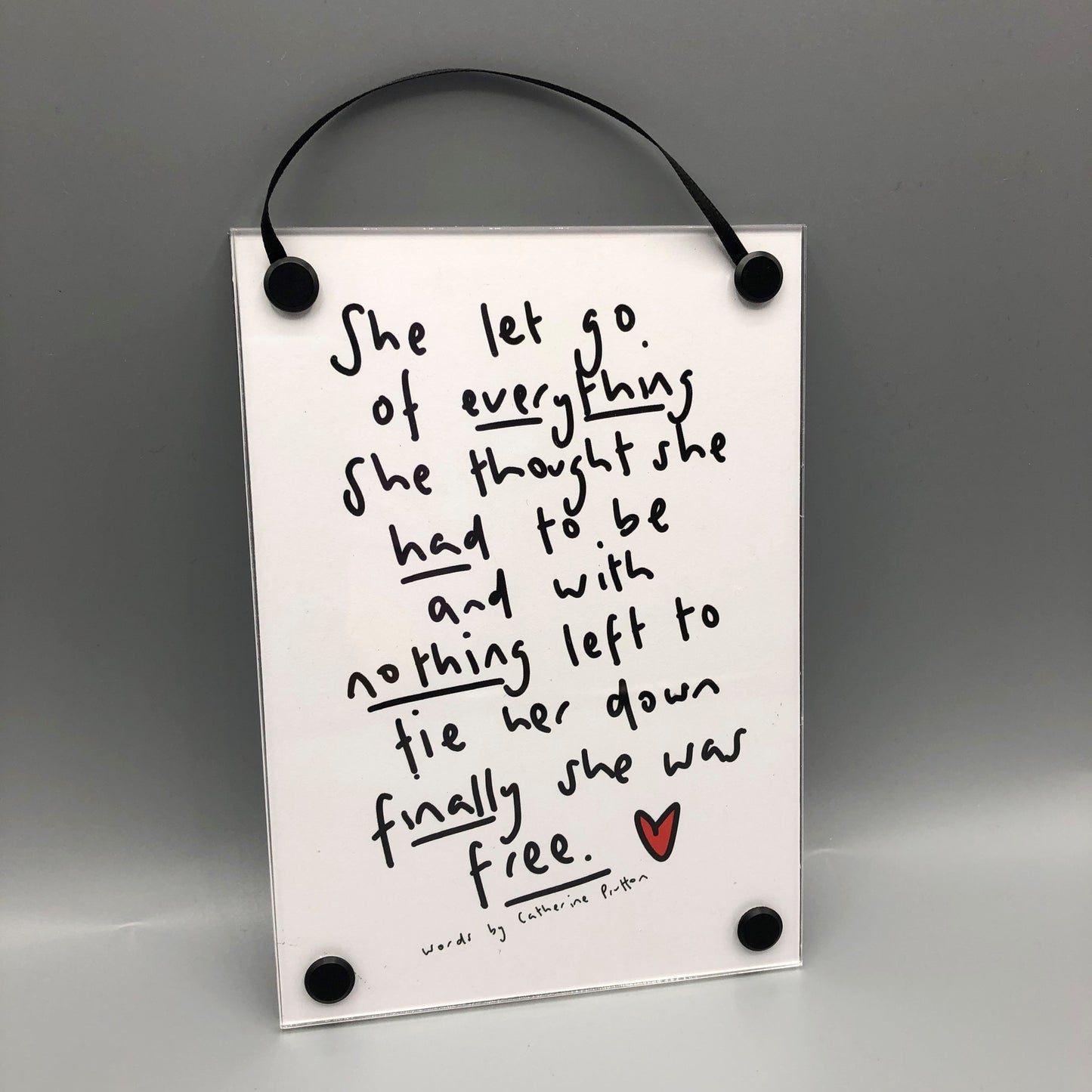 Large Letter Poem Print 'She Let Go'